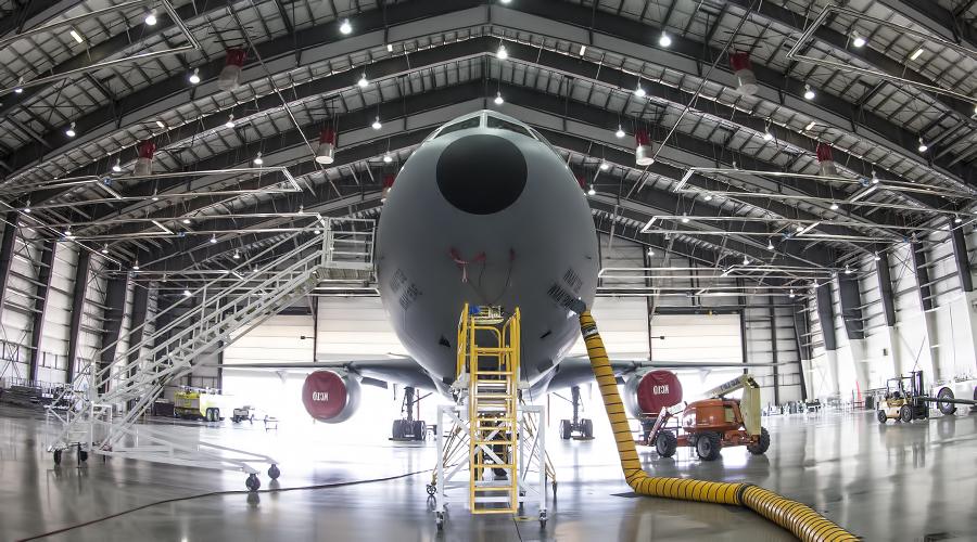 A KC-10 prepares for install of CNS/ATM upgrade